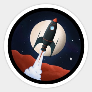 Black Rocket ship launching in space Sticker